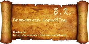 Brandstein Koppány névjegykártya